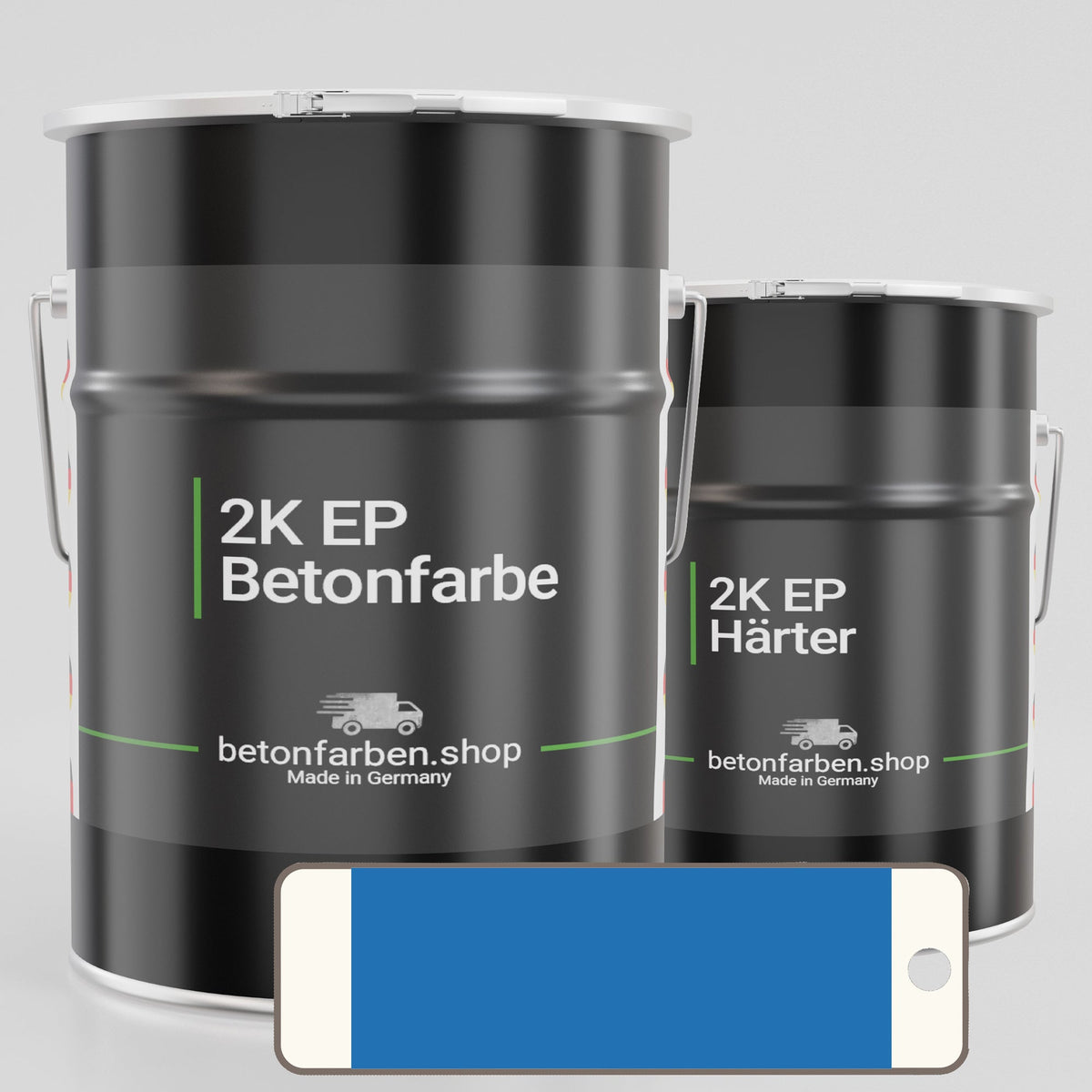Farbmuster Betonfarbe 2K Epoxid RAL5015 Himmelblau