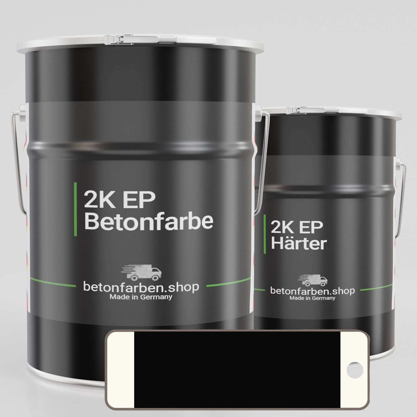 Farbmuster Betonfarbe 2K Epoxid RAL9005 Tiefschwarz