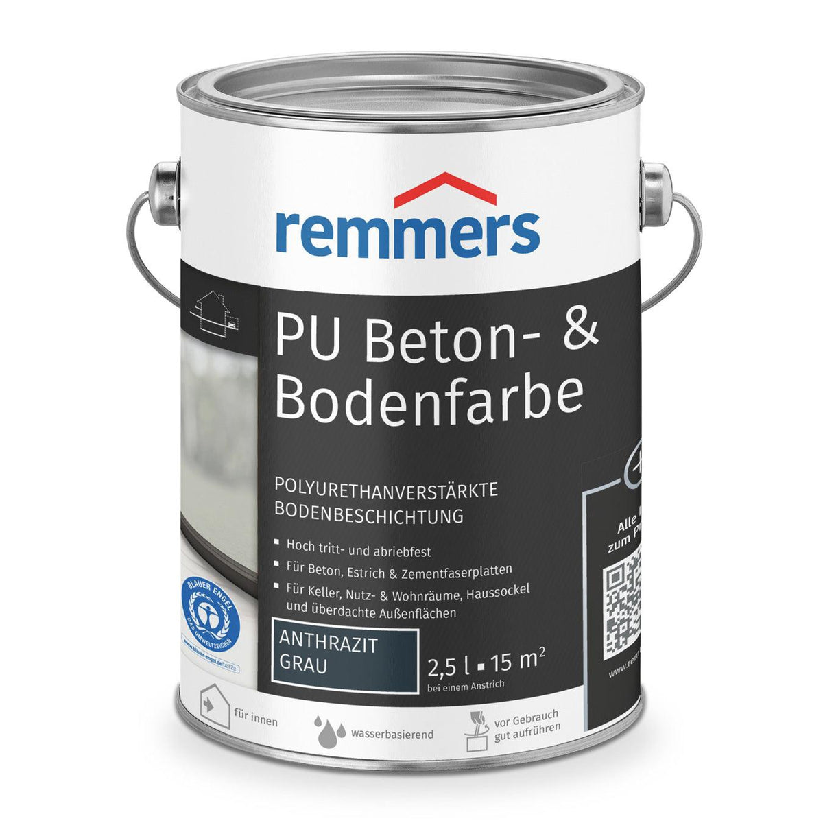 Remmers Lack PU Beton- und Bodenfarbe seidenmatt 2,5 Liter, belastbar und chemikalienbeständig