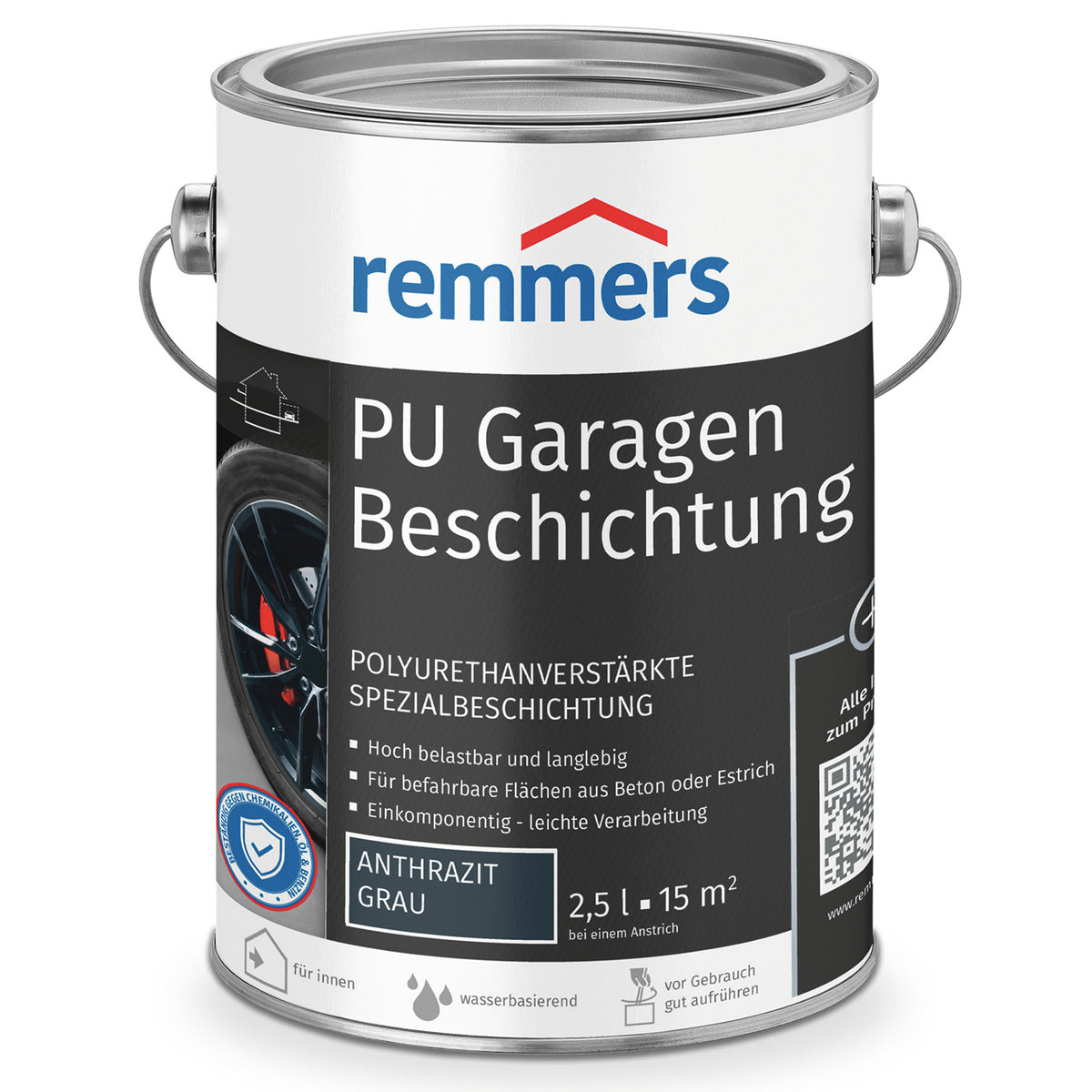 Remmers Garagen Beschichtung PU 1K - RAL7016 Anthrazitgrau / 2.5L für 15m²