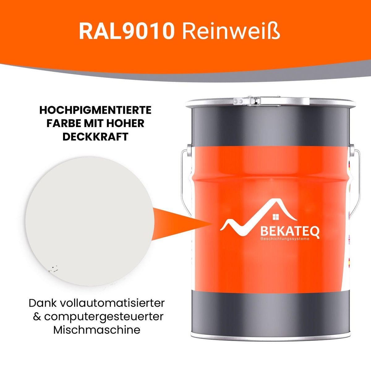 BEKATEQ Betonfarbe 2K PU | Innen & Außen, Boden & Wand | 15 Farben - RAL9010 Reinweiß / 1kg für 6m²